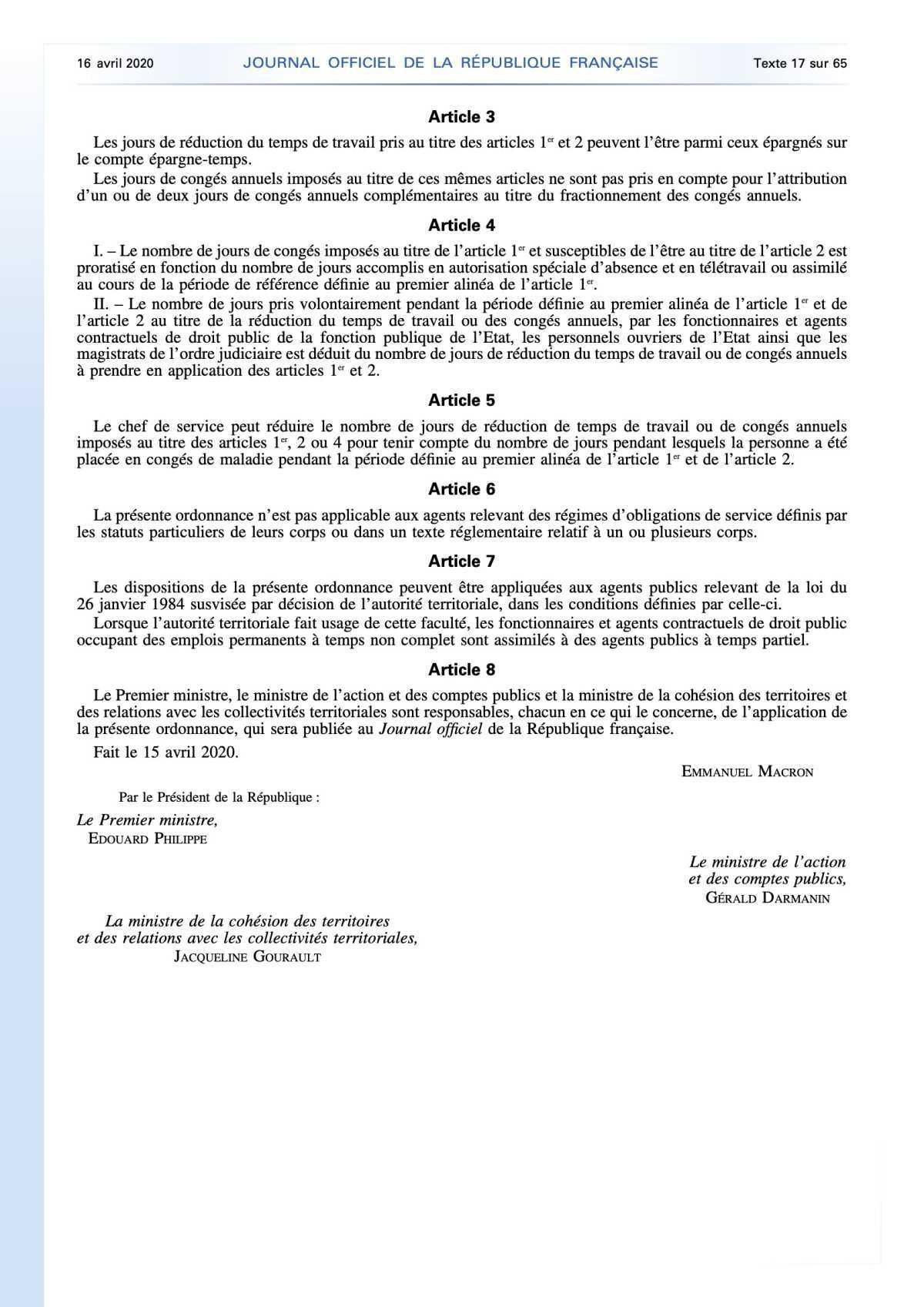  Une ordonnance qui permet aux employeurs publics de décider de la prise de congés ou de RTT 