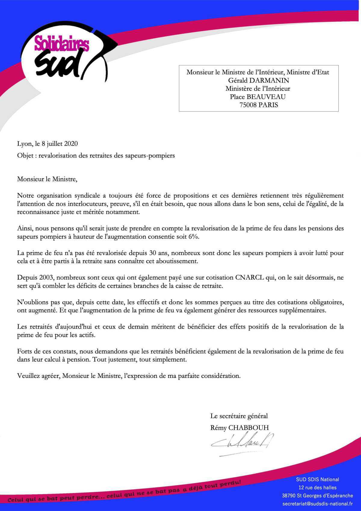 Revalorisation des retraites des sapeurs-pompiers Revalorisation des retraites des sapeurs-pompiers