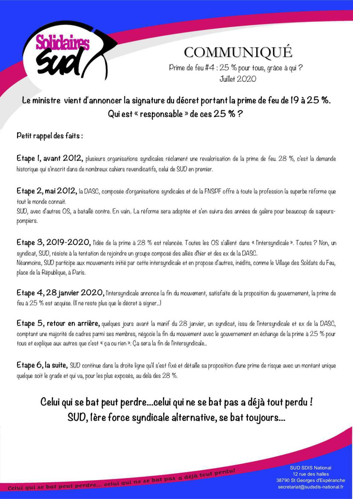 Prime de feu à 25 et non 28 %, qui est responsable ? Prime de feu à 25 et non 28 %, qui est responsable ?