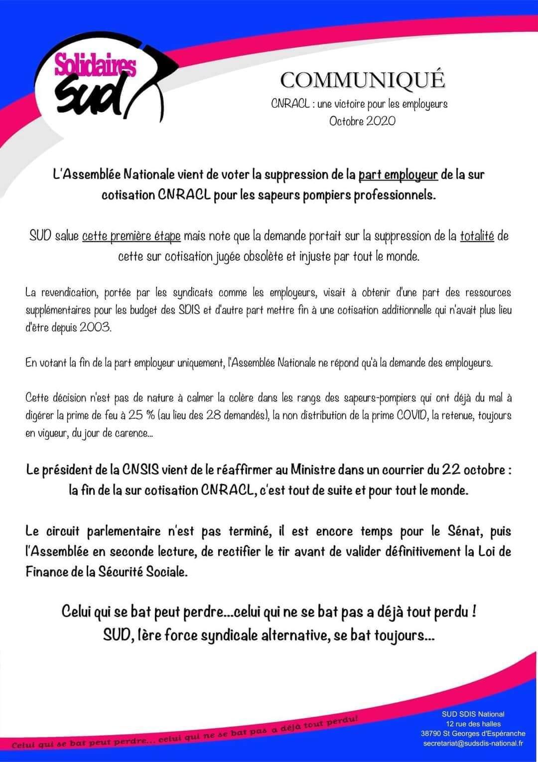 Communiqué CNRACL Communiqué CNRACL