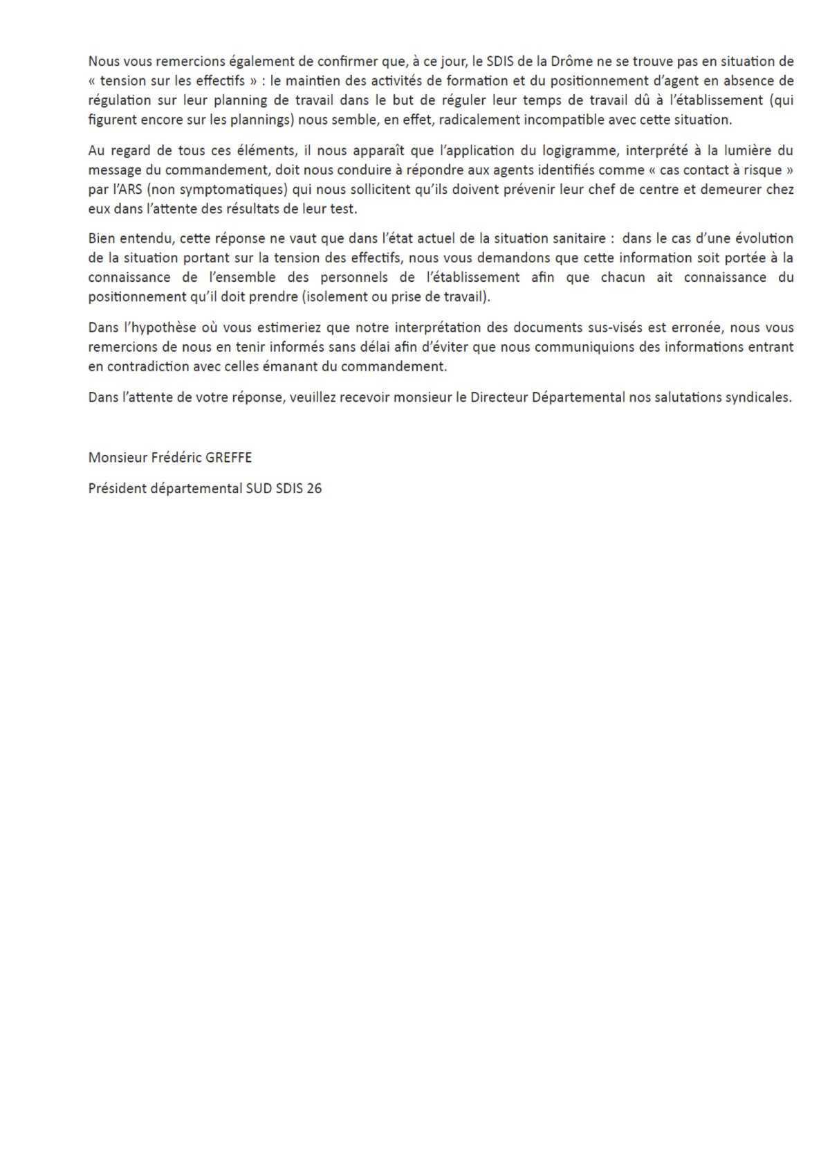 GESTION DES CAS CONTACT AU SEIN DU SDIS 26 GESTION DES CAS CONTACT AU SEIN DU SDIS 26