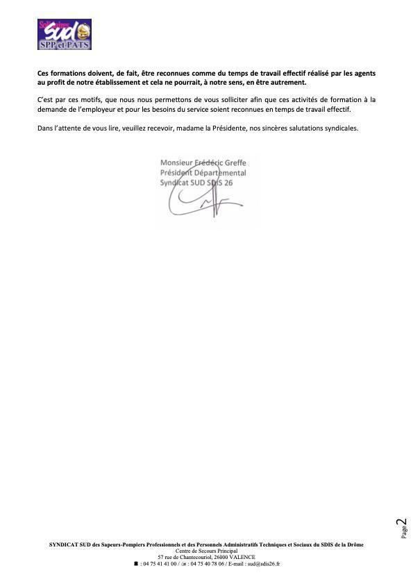 LA FORMATION DES AGENTS AU PROFIT DU SDIS POUR SUD, C'EST DU TEMPS DE TRAVAIL EFFECTIF LA FORMATION DES AGENTS AU PROFIT DU SDIS POUR SUD, C'EST DU TEMPS DE TRAVAIL EFFECTIF