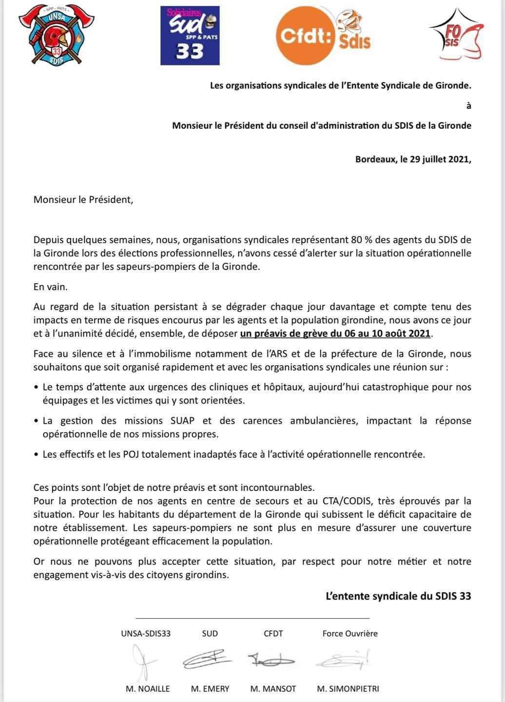 Préavis de grève de l’Entente Syndicale Préavis de grève de l’Entente Syndicale