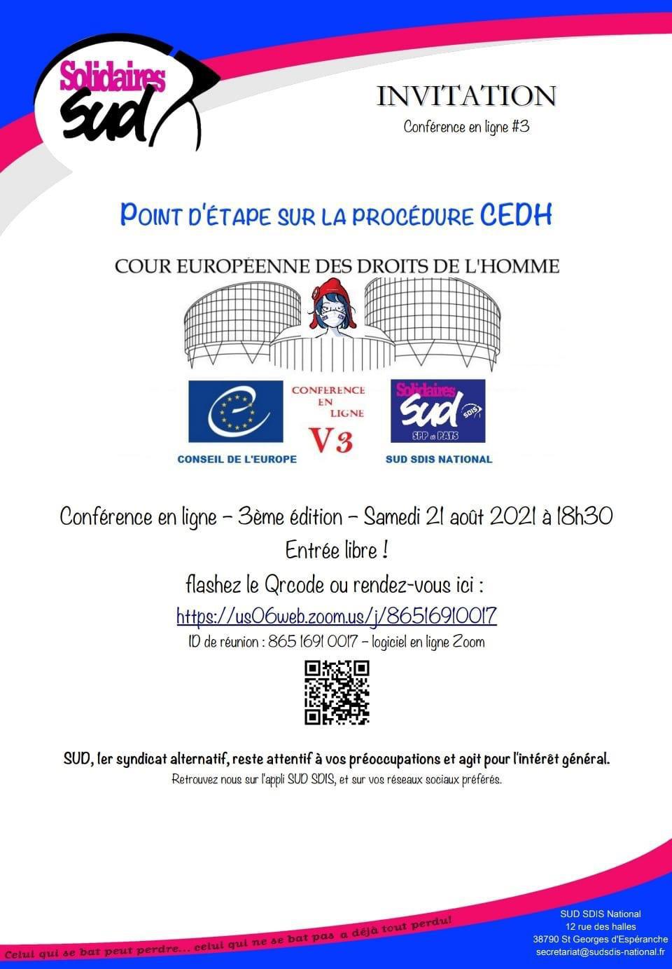  Ultime conférence en lignes V3 : Point de situation recours CEDH vaccination obligatoire  Ultime conférence en lignes V3 : Point de situation recours CEDH vaccination obligatoire