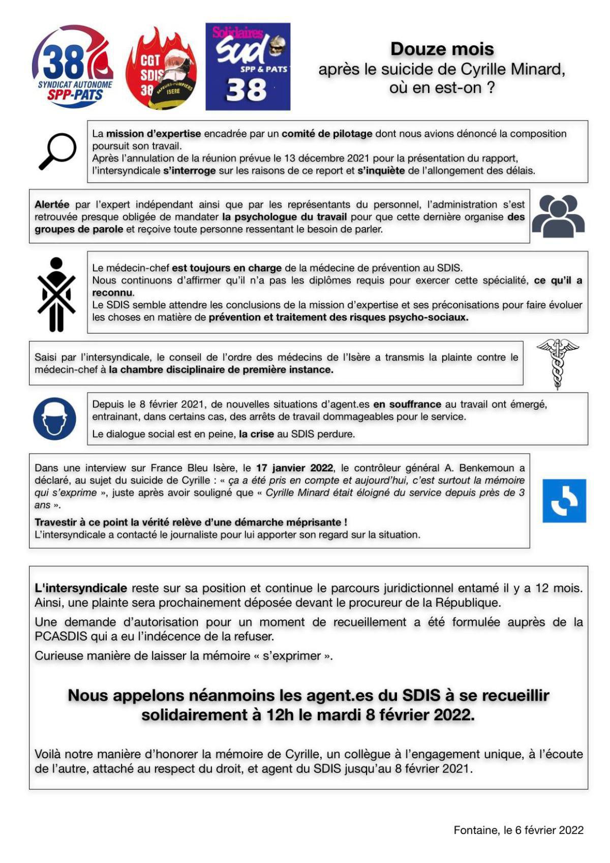 Douze mois après le suicide de Cyrille Minard, où en est-on? Douze mois après le suicide de Cyrille Minard, où en est-on?