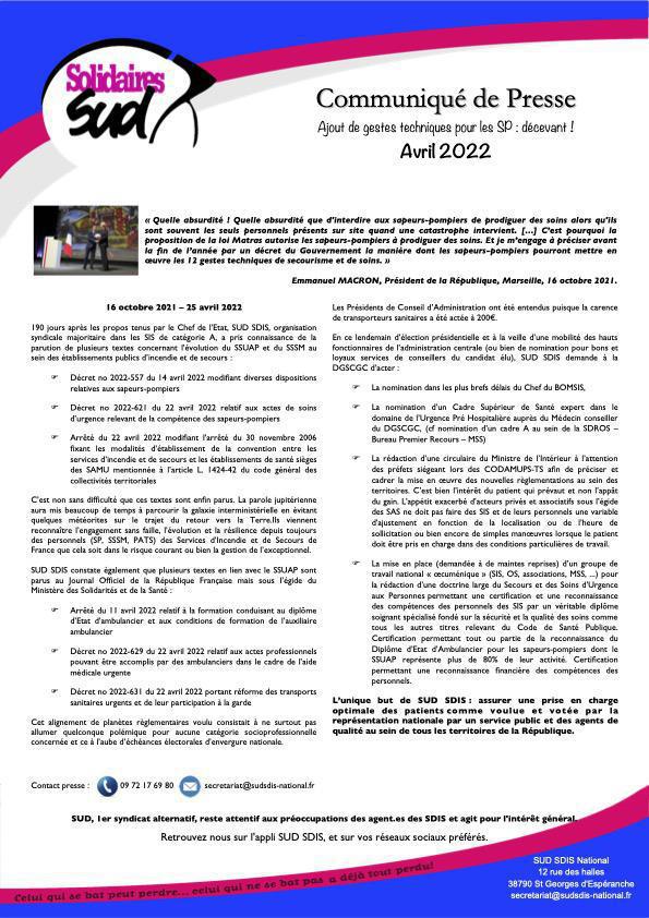 Ajout de gestes techniques pour les SP : décevant ! Ajout de gestes techniques pour les SP : décevant !