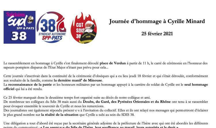 Communiqué commun suite à la journée en hommage de Minouse.