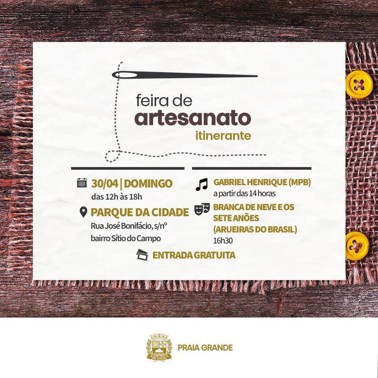 Feira de Artesanato Itinerante conta com venda de produtos, música e teatro neste domingo (30) 