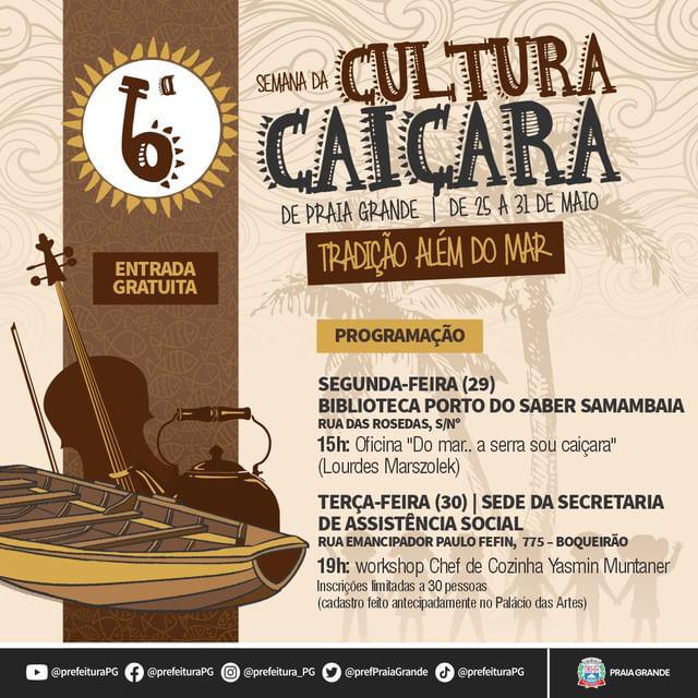 6ª Semana da Cultura Caiçara de Praia Grande promove atividades culturais gratuitas