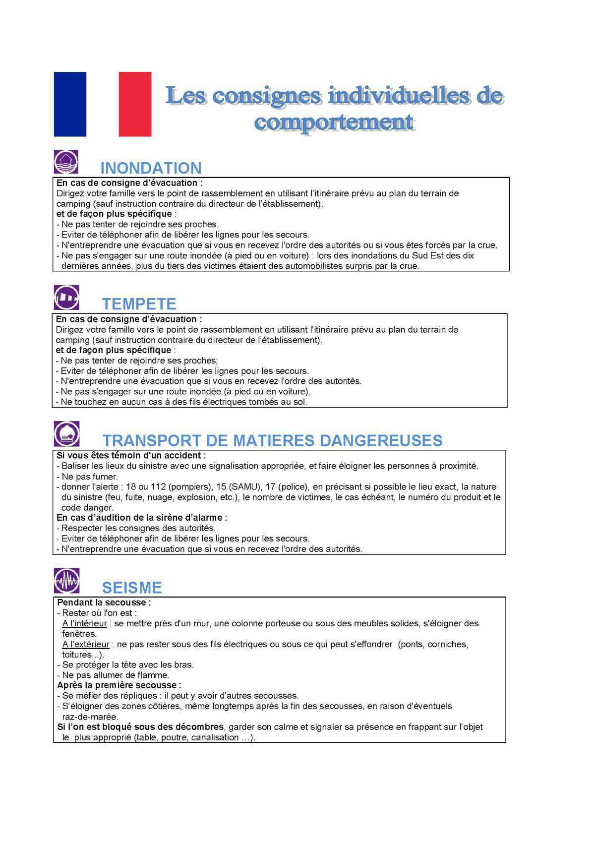 Consignes de sécurité