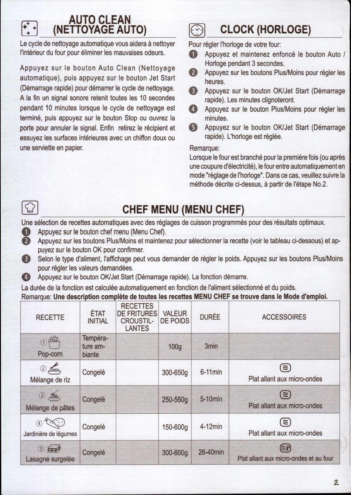 Guide d'emploi four multifonctions MCP 349