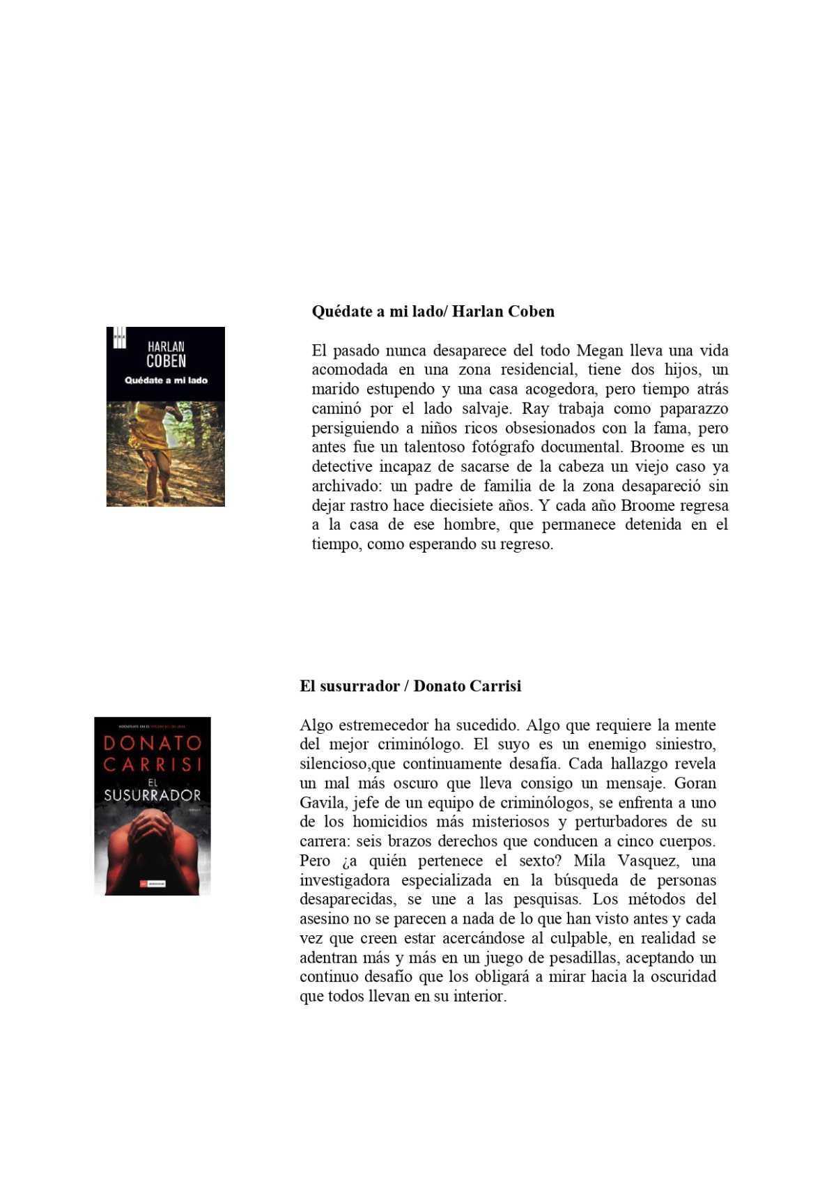 Novedades de narrativa adultos