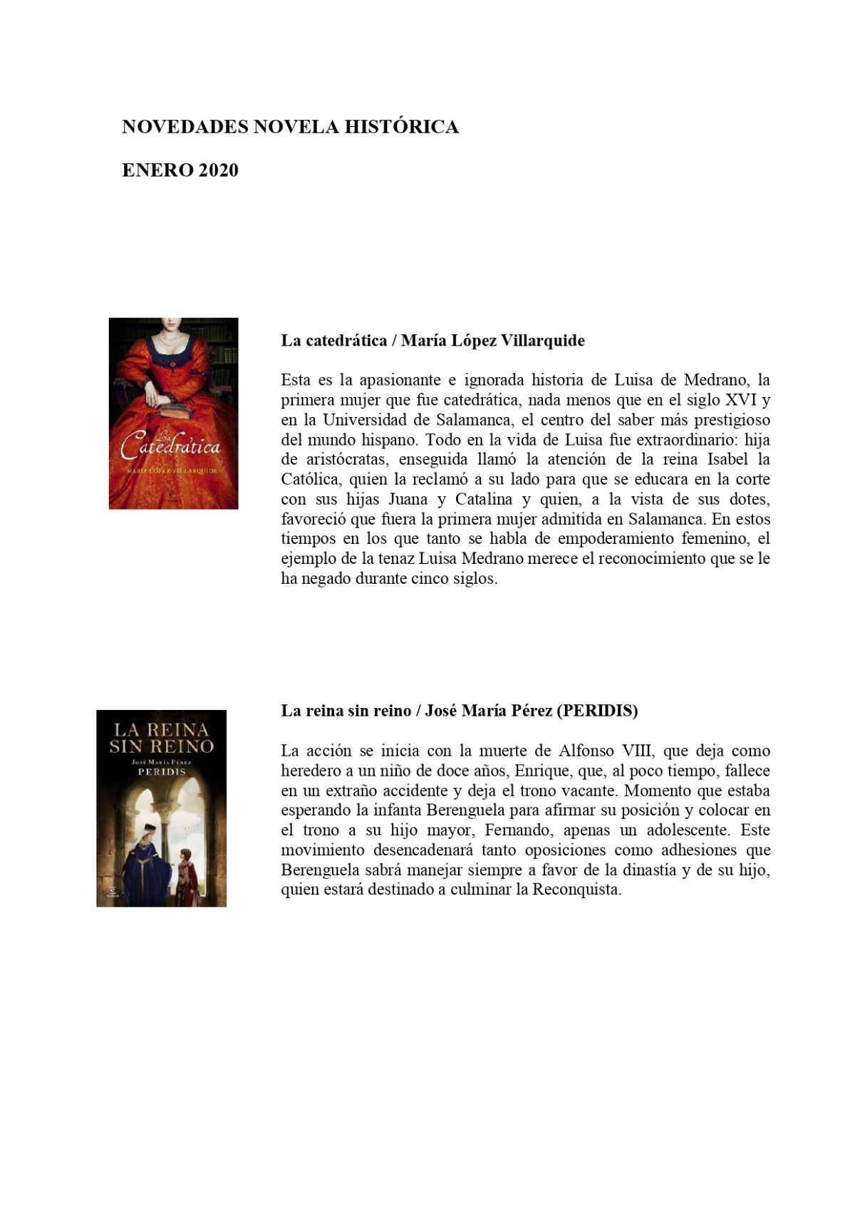 Novedades de narrativa adultos