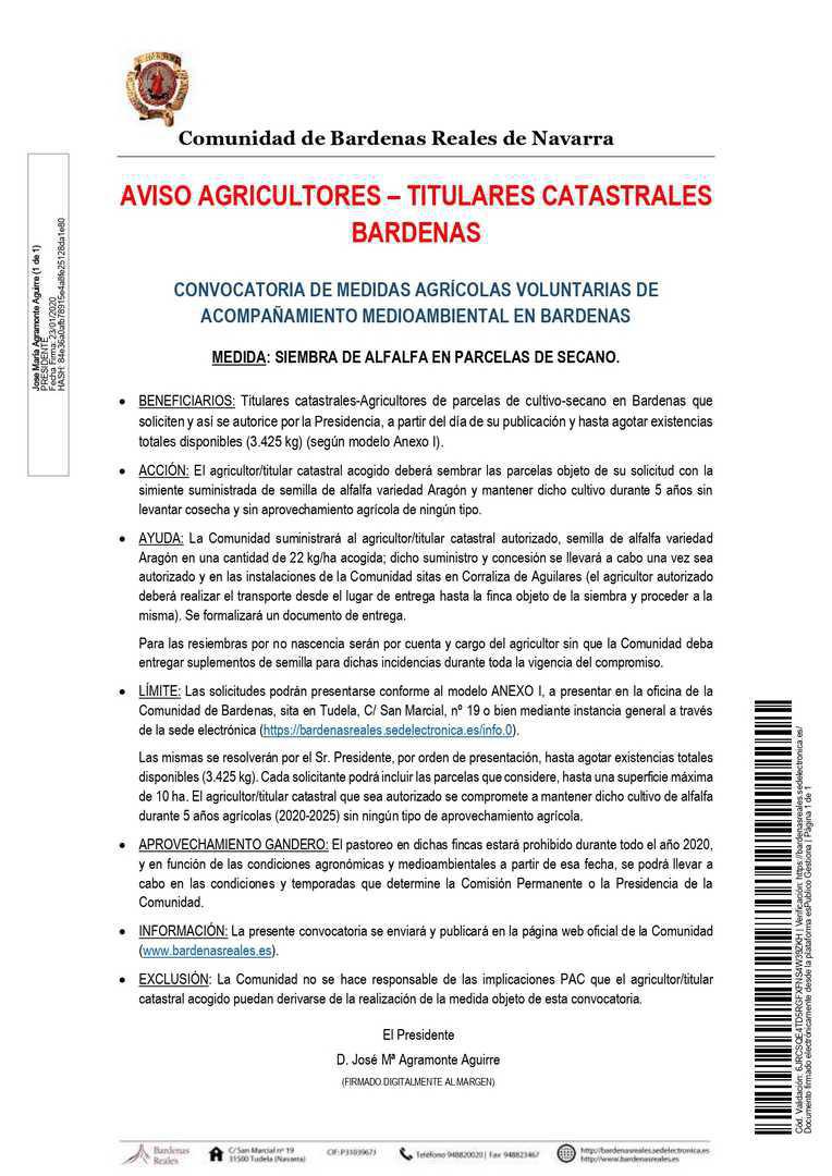 Convocatoria de medidas agrícolas voluntarias