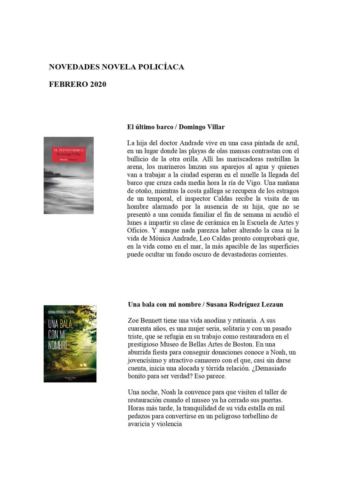 Novedades de narrativa de Febrero
