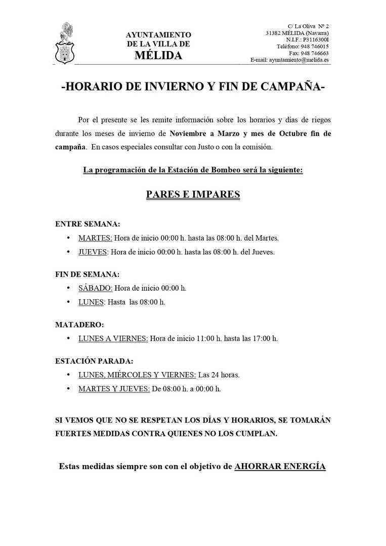 Horario de invierno y fin de campaña