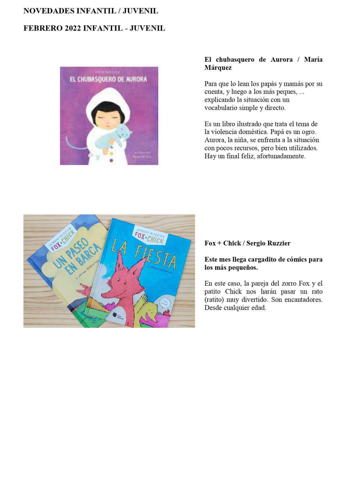Novedades Infantil Febrero 2022
