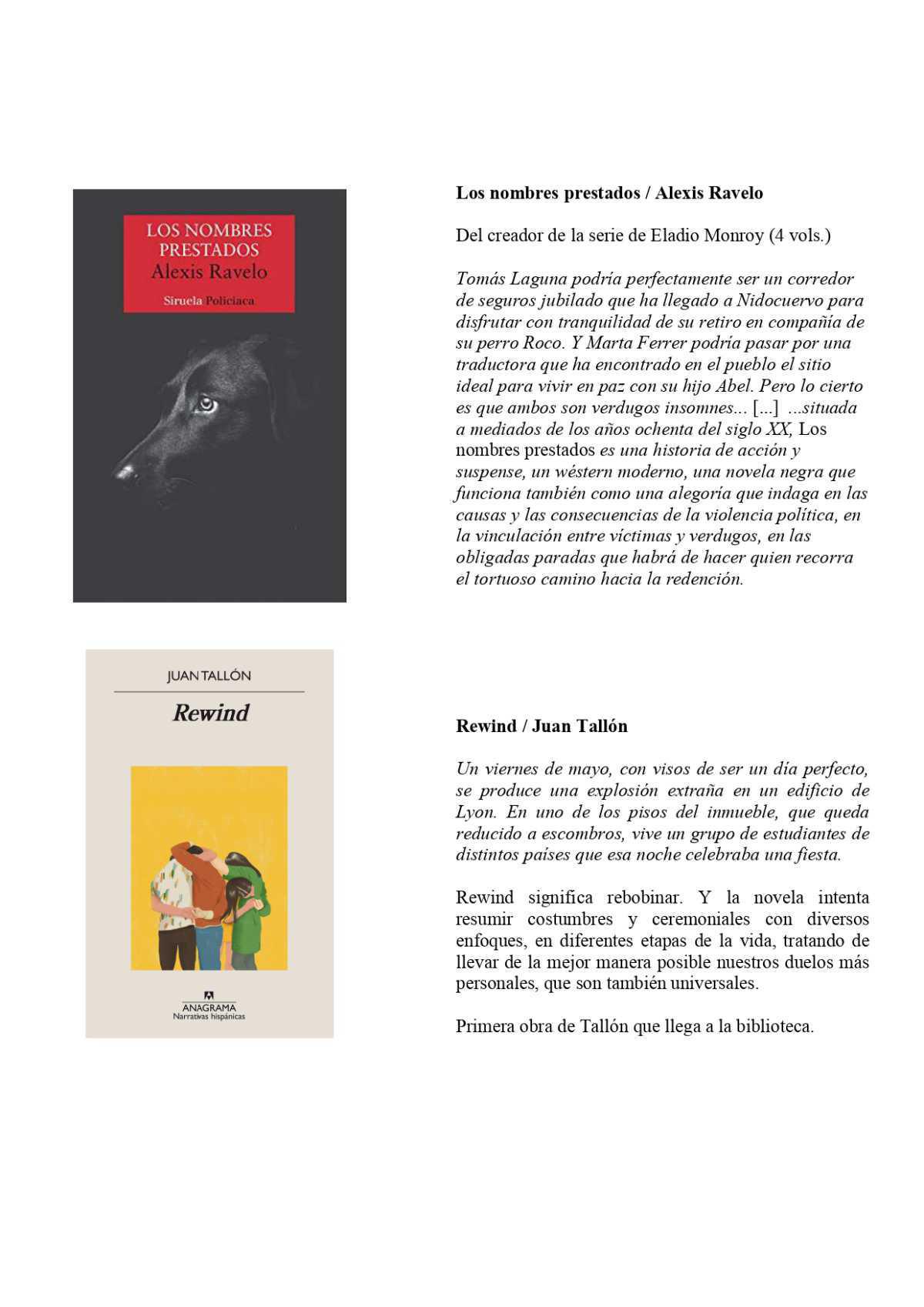 Novedades ficción Marzo 2022