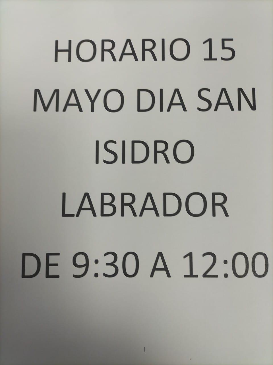 Tradys Horario 15 de Mayo🕗