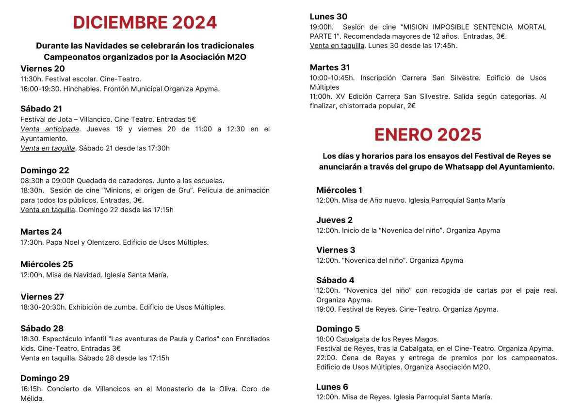 Programa Navidad Mélida 2024