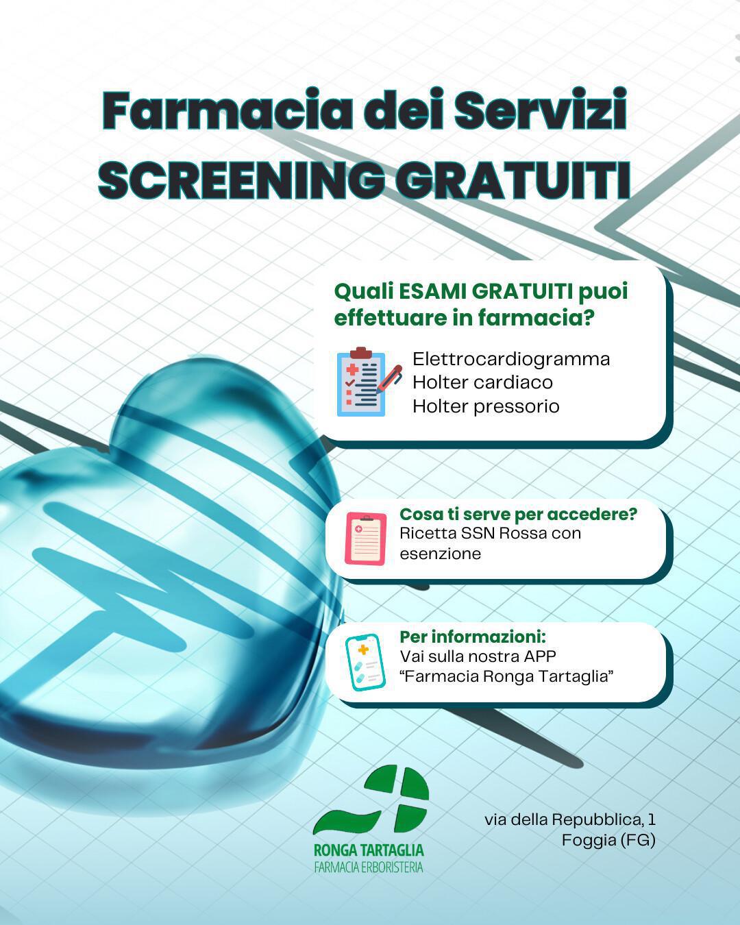 Farmacia dei Servizi - screening gratuiti Farmacia dei Servizi - screening gratuiti