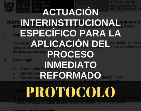 Protocolo de actuación interinstitucional para la aplicación del Proceso Inmediato Reformado