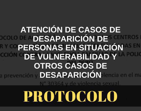 Atención de casos de desaparición de personas en situación de vulnerabilidad y otros casos de desaparición Atención de casos de desaparición de personas en situación de vulnerabilidad y otros casos de desaparición