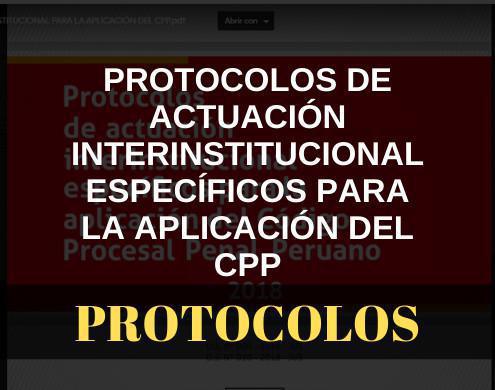 De actuación interinstitucional específicos para la aplicación del CPP De actuación interinstitucional específicos para la aplicación del CPP