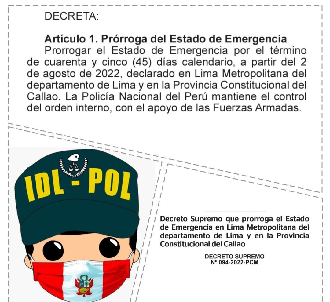 ‼AMPLÍAN‼ Estado de Emergencia en Lima y Callao