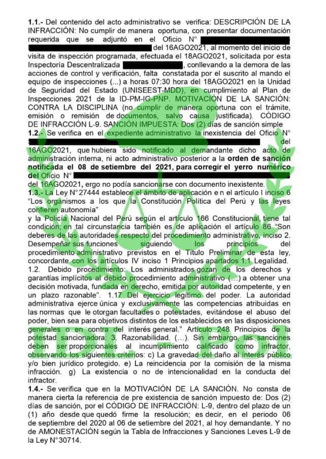 Alférez PNP logra anular sanción que le impuso injustamente un coronel PNP