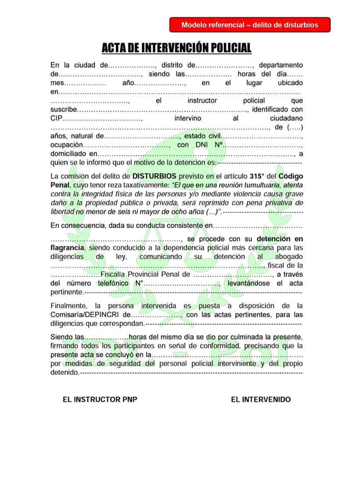 [Descarga] Actas por delito de disturbios y por control de identidad