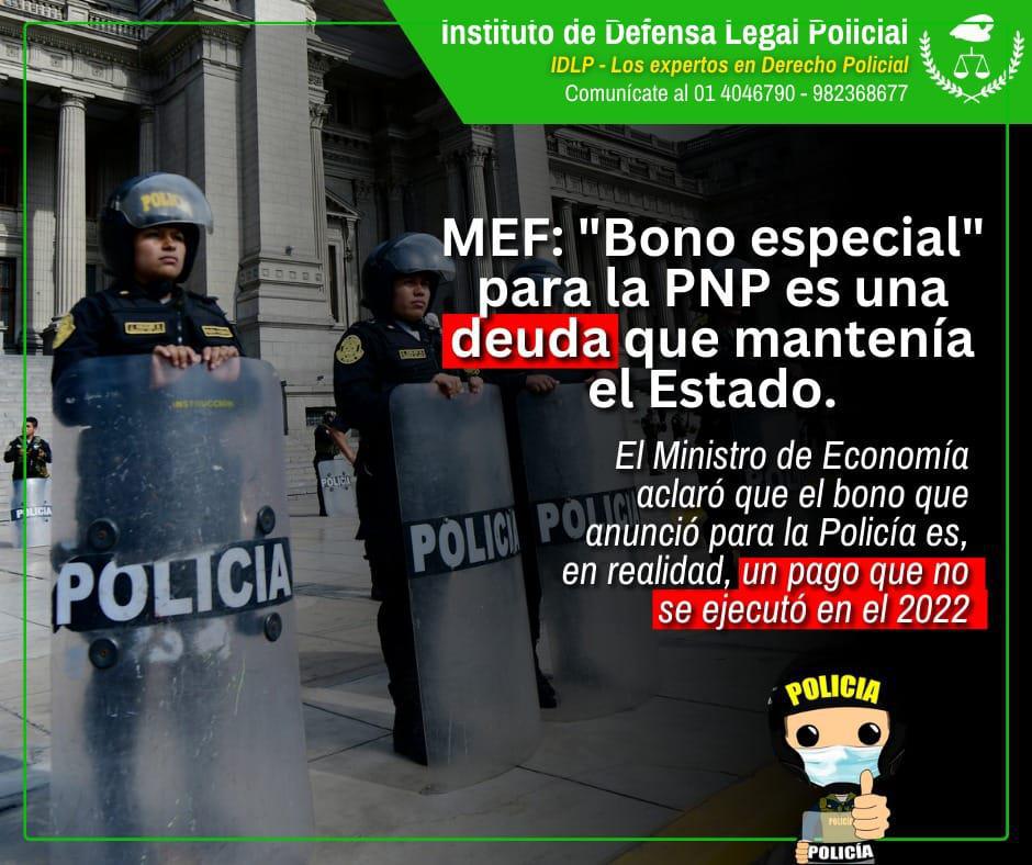 MEF aclaró referente al "BONO ESPECIAL" para la PNP