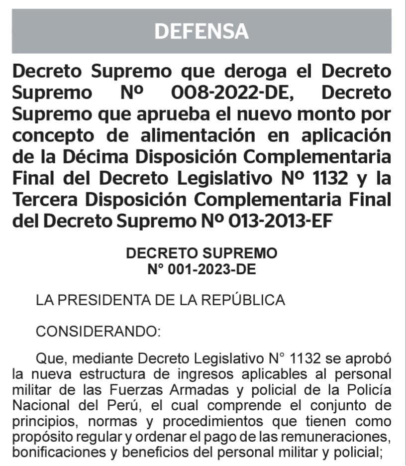 🚨Reducen monto del RANCHO en las FF.AA