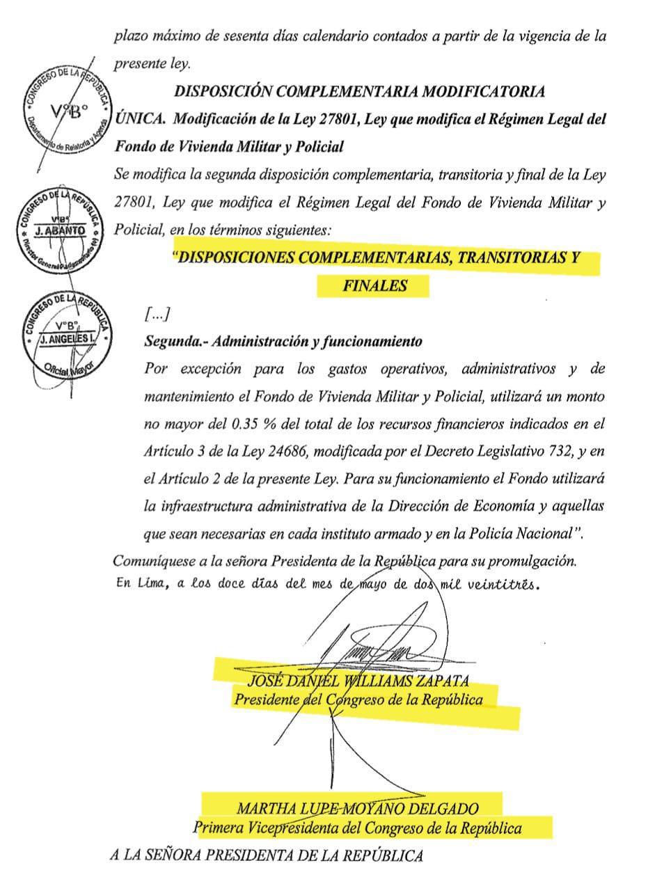 🚨LEY FOVIPOL🚨 en manos de la Presidenta Dina Boluarte