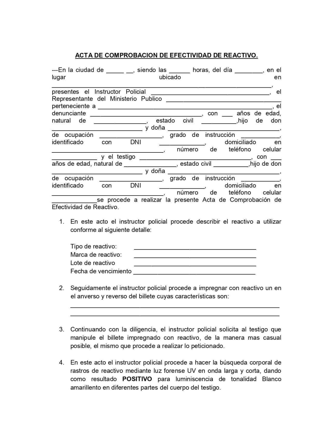 Acta de Comprobación de Efectividad de Reactivo
