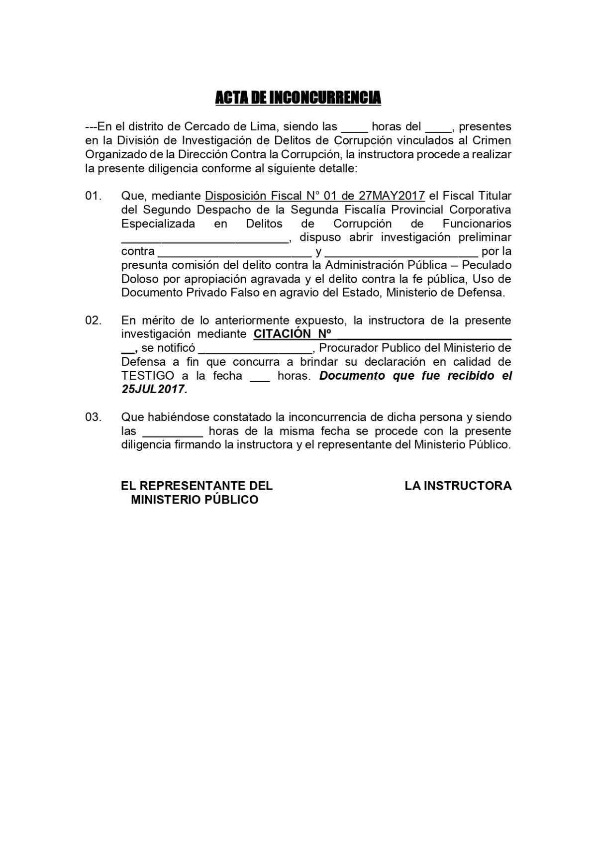 Acta de Inconcurrencia