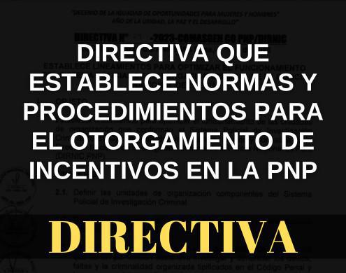 Directiva que establece Normas y Procedimientos para el otorgamiento de Incentivos en la PNP