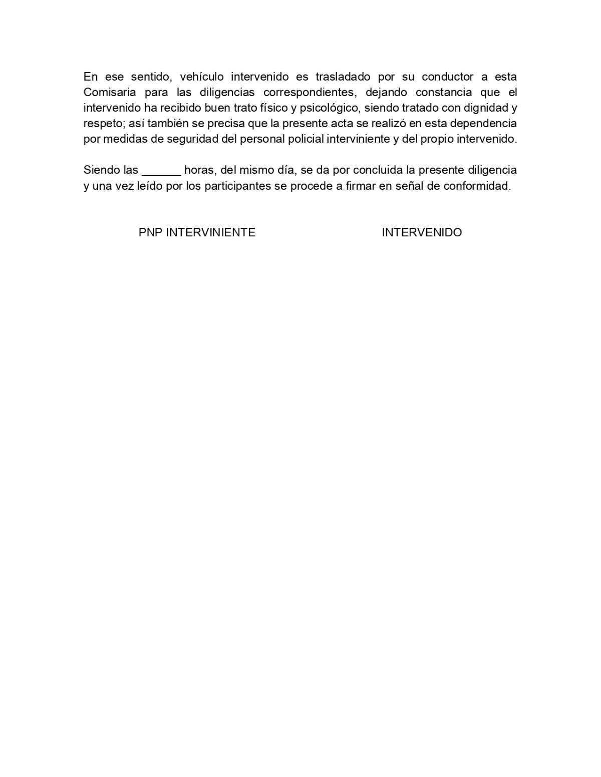 Acta de intervención a vehículo requisitoriado
