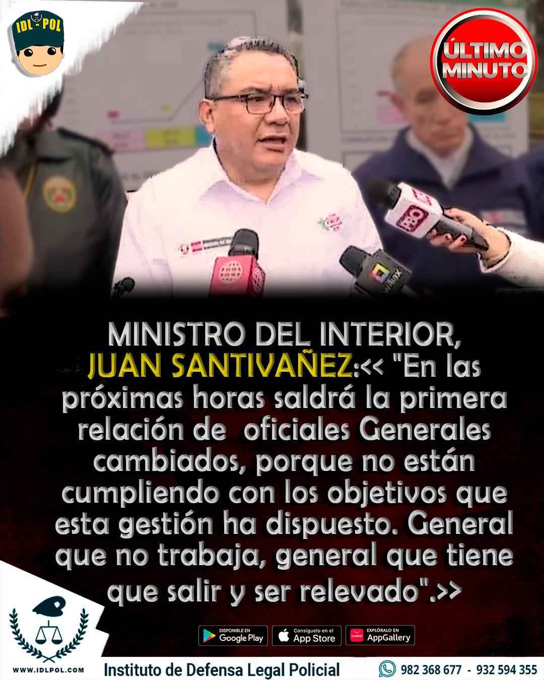 MININTER anunció cambios de Generales PNP en próximas horas