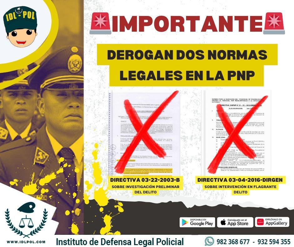 Derogan Dos Importantes Normas Legales en la PNP