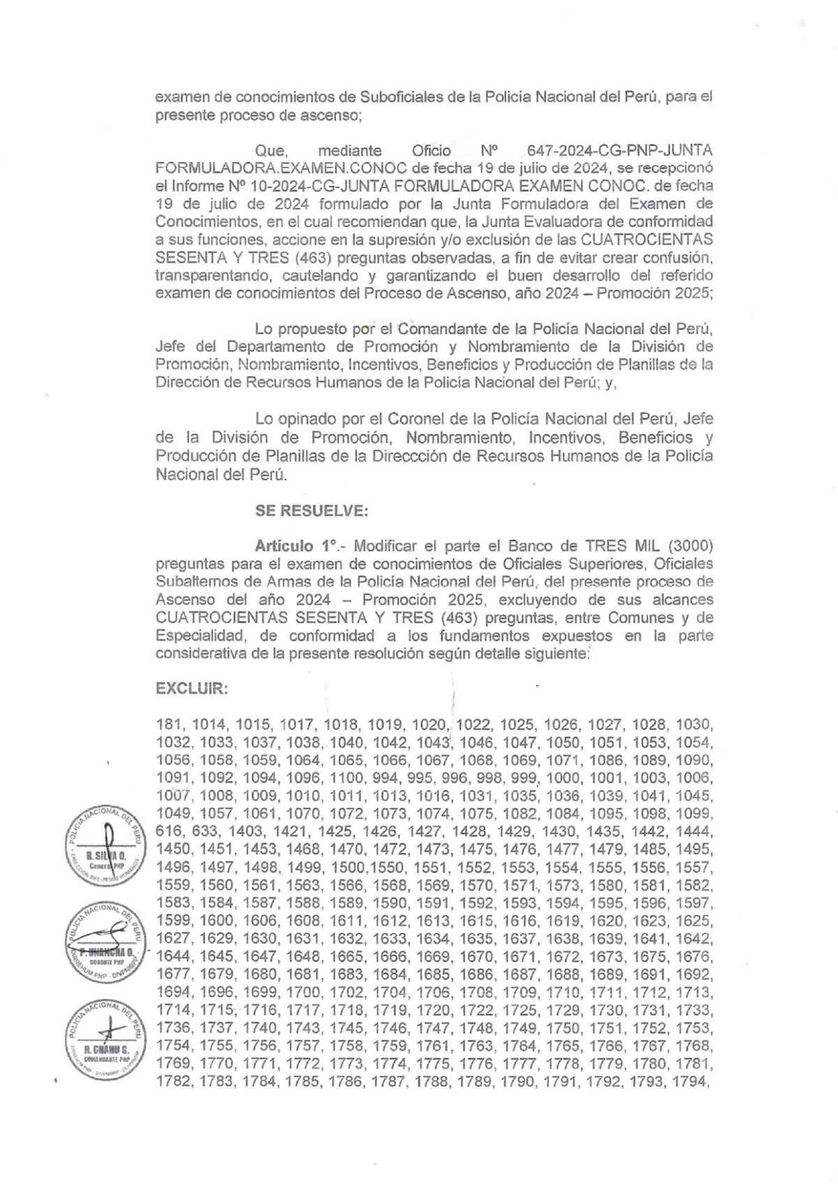 🚨IMPORTANTE🚨¡Excluyen 463 Preguntas del Examen de Ascenso de Oficiales PNP!