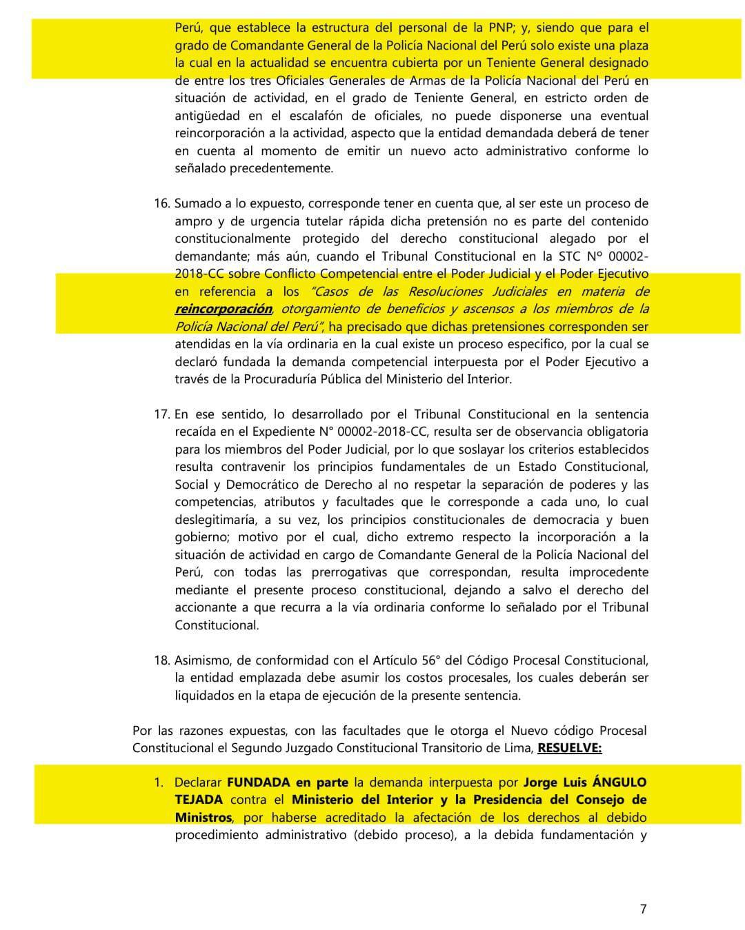 Juez Declara Nulo el Retiro de Jorge Angulo como Comandante General de la PNP