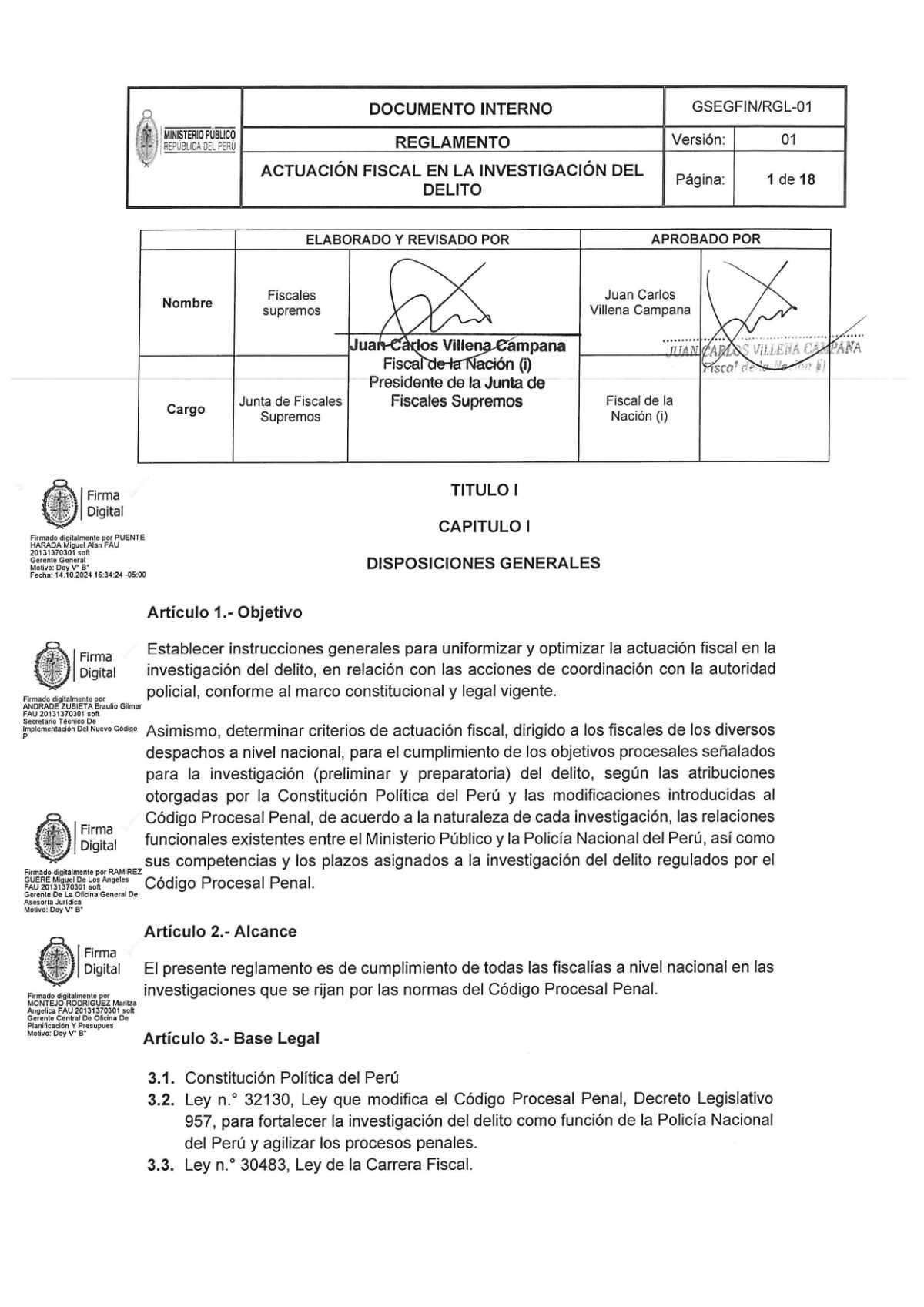 Nuevo reglamento interno del Ministerio Público refuerza su Rol en la investigación policial bajo la Ley 32130