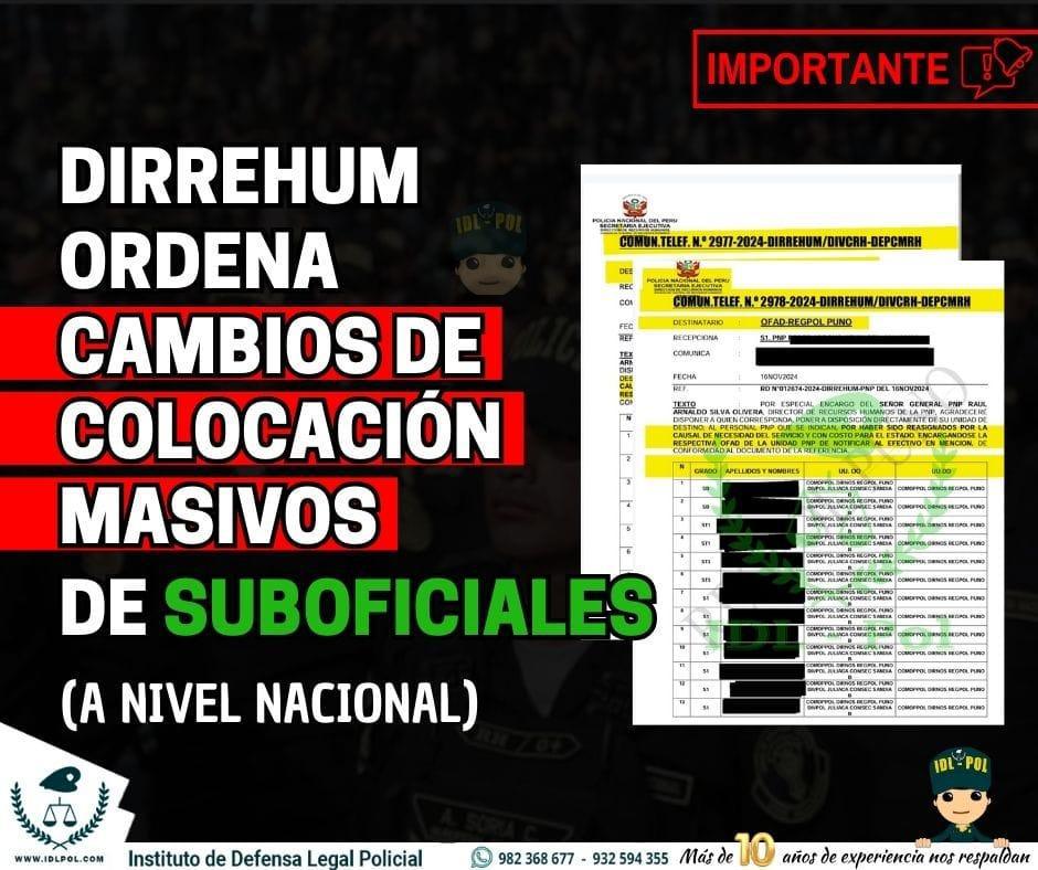 🔴Cambios masivos en la PNP : DIRREHUM dispone reasignaciones de suboficiales a nivel nacional 🚔✈️