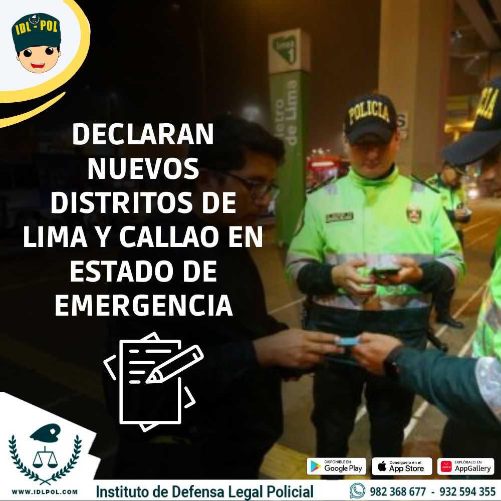 Declaran nuevos distritos de Lima y Callao en estado de emergencia