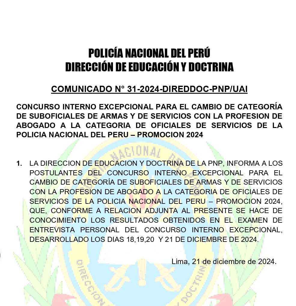 Publican resultados del examen de entrevista para la recategorización de Suboficiales abogados