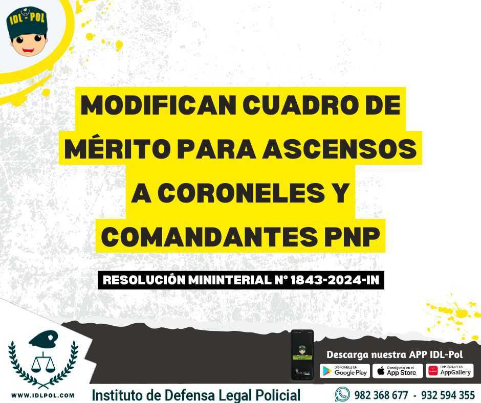 Modifican cuadro de mérito para ascensos a Coroneles y Comandantes PNP