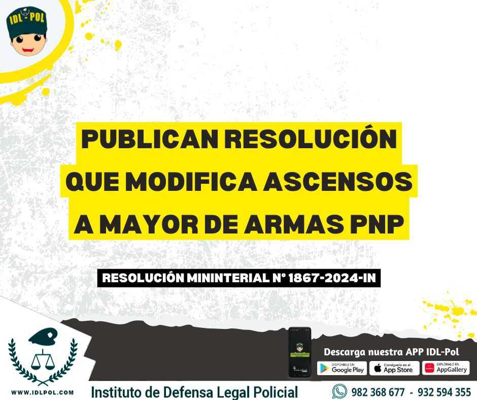 Publican resolución que modifica ascensos a mayor de armas PNP