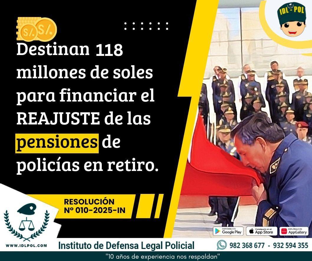 Destinan S/ 118 millones para Policías en retiro 💰👮‍♂️