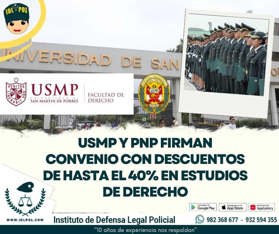 Universidad San Martín de Porres y PNP firman convenio para estudios de Derecho para el personal policial 